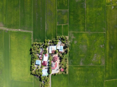 Country real estate and farm drone photograph